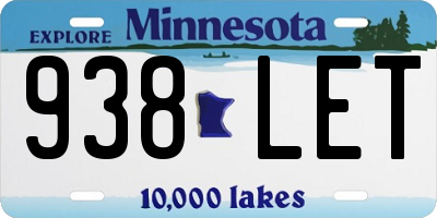 MN license plate 938LET
