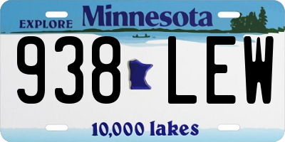 MN license plate 938LEW