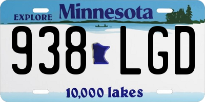 MN license plate 938LGD
