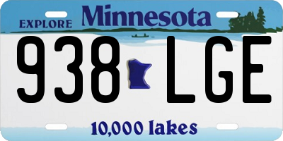 MN license plate 938LGE