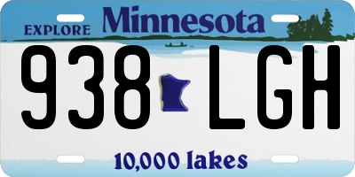 MN license plate 938LGH