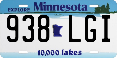 MN license plate 938LGI