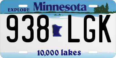 MN license plate 938LGK