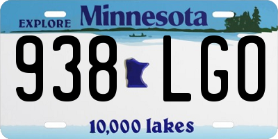 MN license plate 938LGO