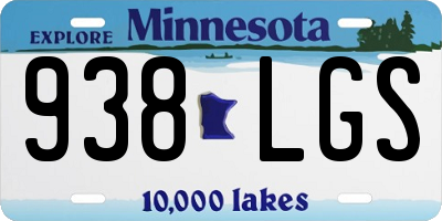 MN license plate 938LGS