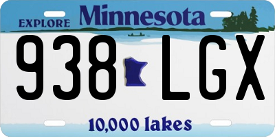MN license plate 938LGX