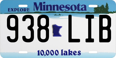 MN license plate 938LIB