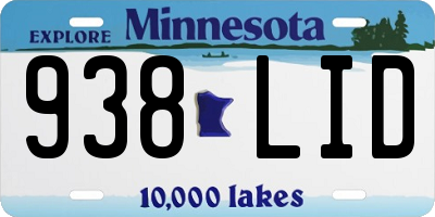 MN license plate 938LID