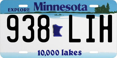 MN license plate 938LIH