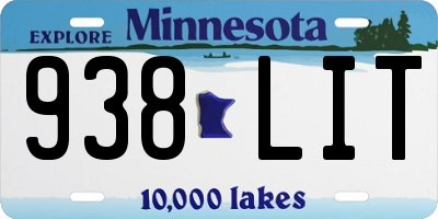MN license plate 938LIT