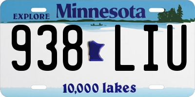MN license plate 938LIU