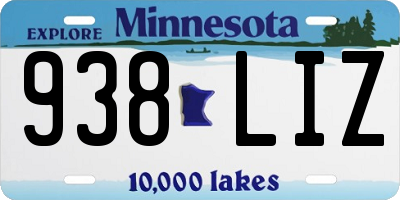 MN license plate 938LIZ