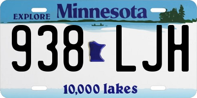 MN license plate 938LJH