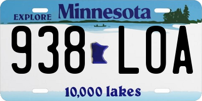 MN license plate 938LOA
