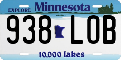 MN license plate 938LOB