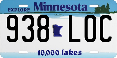 MN license plate 938LOC