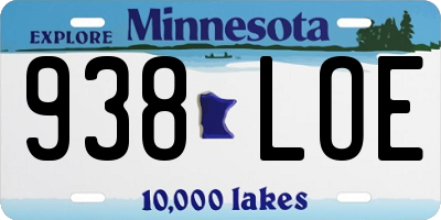 MN license plate 938LOE