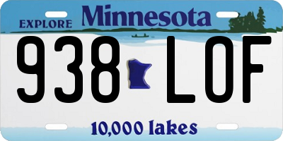 MN license plate 938LOF