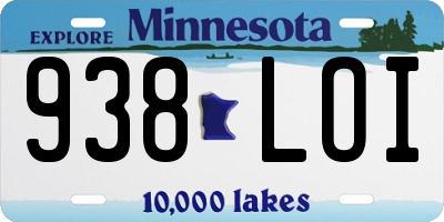 MN license plate 938LOI