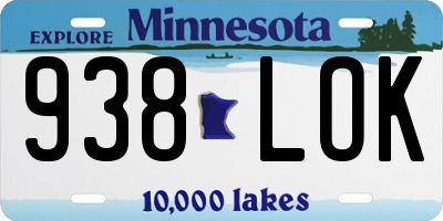 MN license plate 938LOK