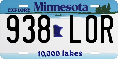 MN license plate 938LOR