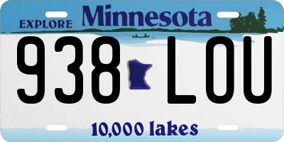 MN license plate 938LOU