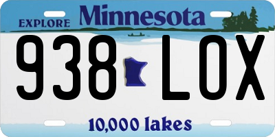 MN license plate 938LOX