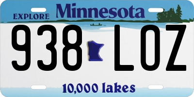 MN license plate 938LOZ