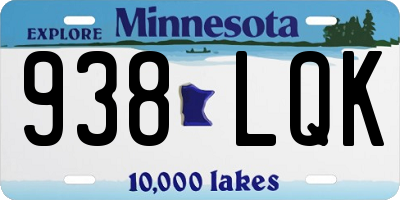 MN license plate 938LQK