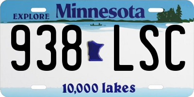 MN license plate 938LSC