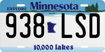 MN license plate 938LSD