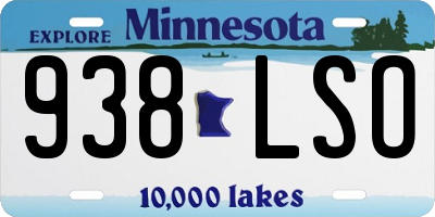 MN license plate 938LSO