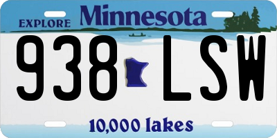 MN license plate 938LSW
