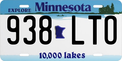 MN license plate 938LTO
