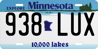 MN license plate 938LUX