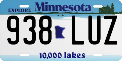 MN license plate 938LUZ