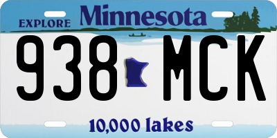 MN license plate 938MCK