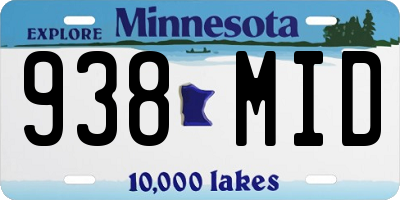 MN license plate 938MID