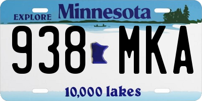 MN license plate 938MKA