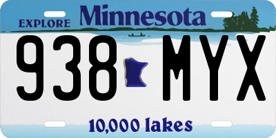 MN license plate 938MYX