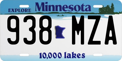 MN license plate 938MZA