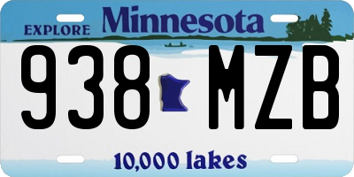 MN license plate 938MZB