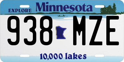 MN license plate 938MZE