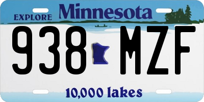 MN license plate 938MZF