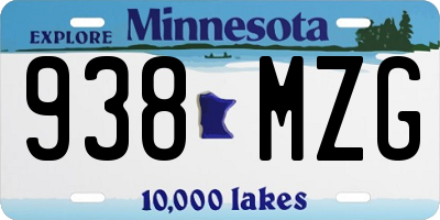 MN license plate 938MZG