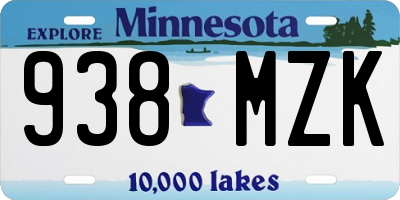 MN license plate 938MZK