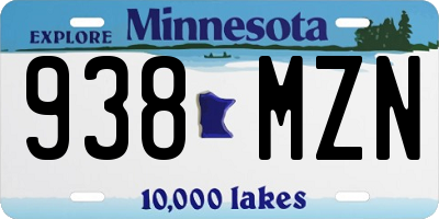 MN license plate 938MZN