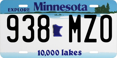 MN license plate 938MZO