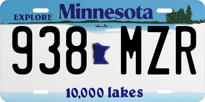 MN license plate 938MZR