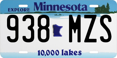 MN license plate 938MZS